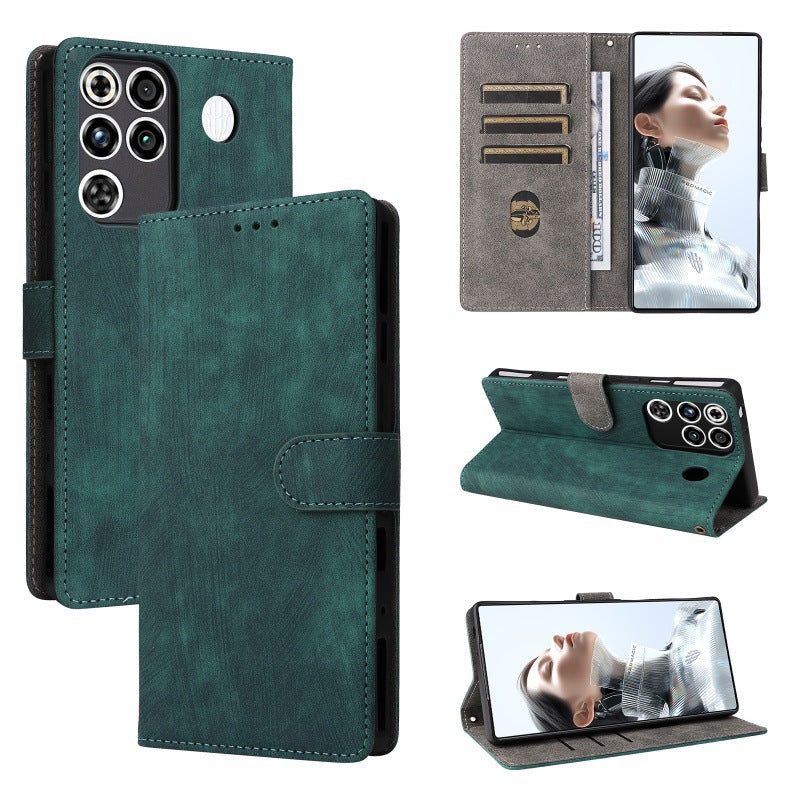 Flip Cover for ZTE nubia RedMagic 11 Pro PU Leather Phone Case [RFID Blocking] With Hand Strap