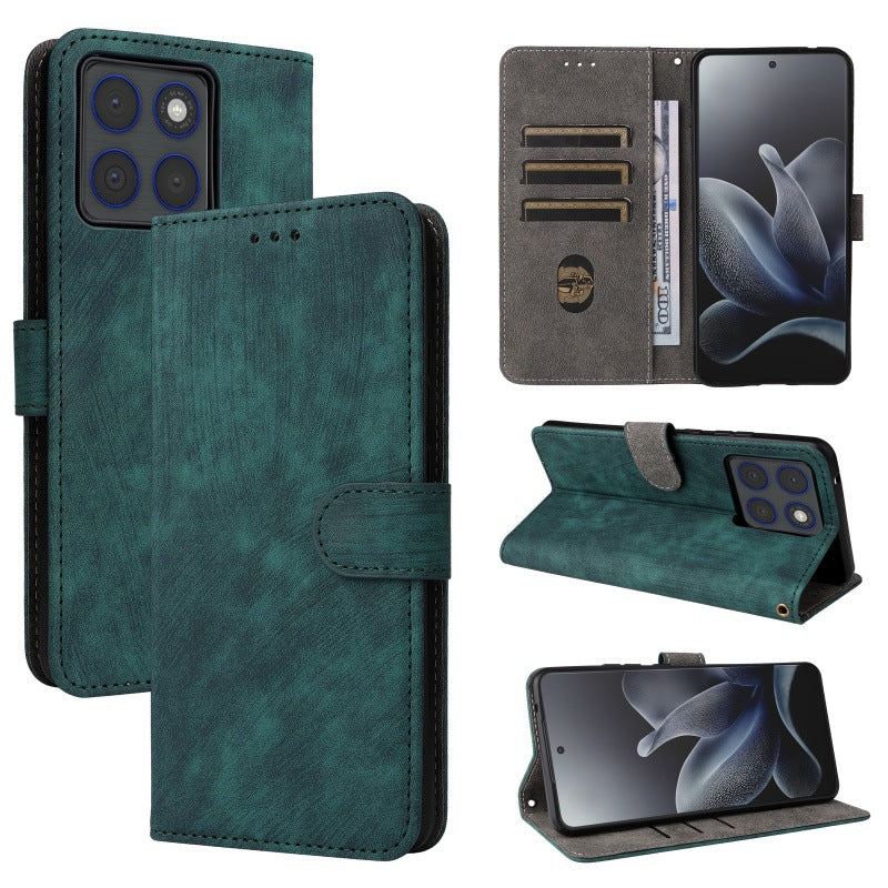 Flip Cover for Motorola Edge 70 PU Leather Phone Case [RFID Blocking] With Hand Strap