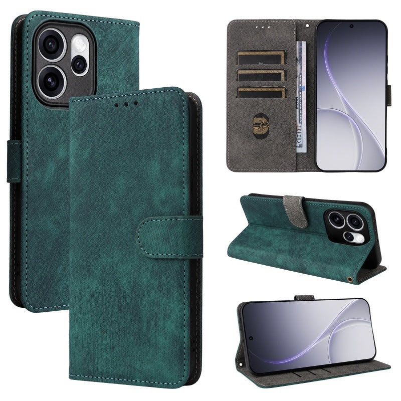 Flip Cover for Oppo Reno15 Pro PU Leather Phone Case [RFID Blocking] With Hand Strap