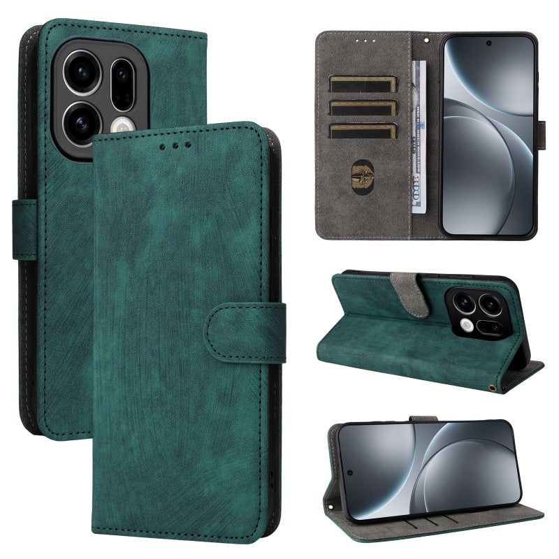 Flip Cover for Oppo Find X9 Pro PU Leather Phone Case [RFID Blocking] With Hand Strap