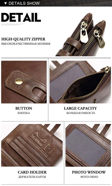 Wallet RFID Genuine Leather Hasp Zipper Card Holder Coin Purse