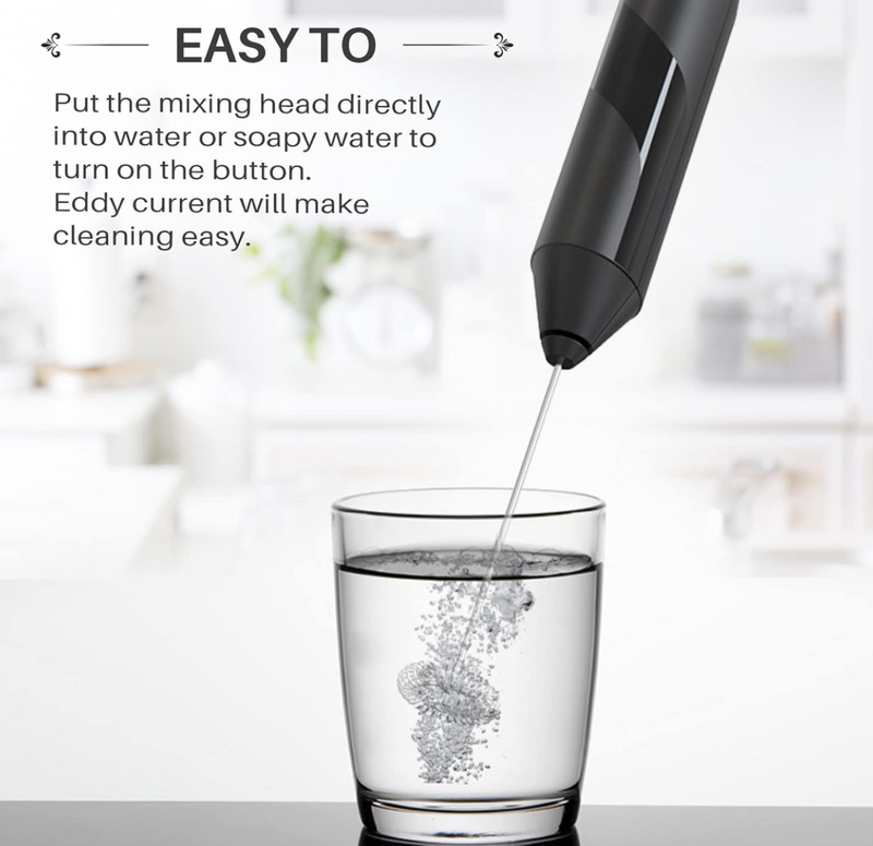 Electric Milk Frother Handheld With Storage Lid