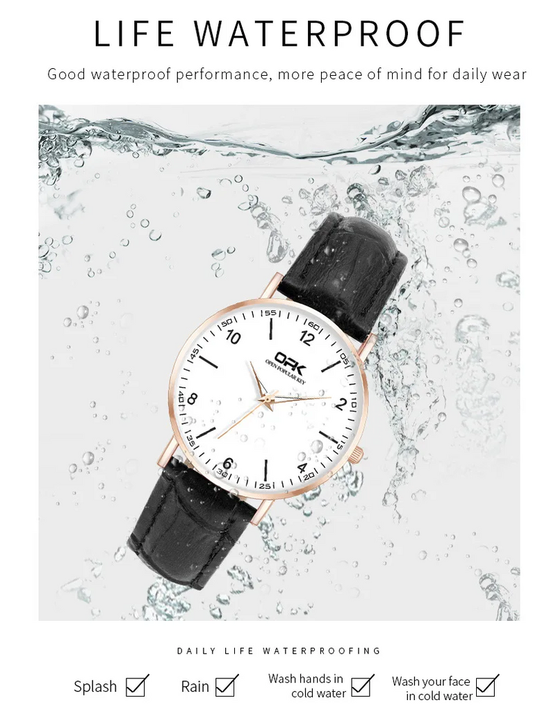 Women Watches Fashionable Watch Arabic Numerals Leather Strap Waterproof Ladies Watches