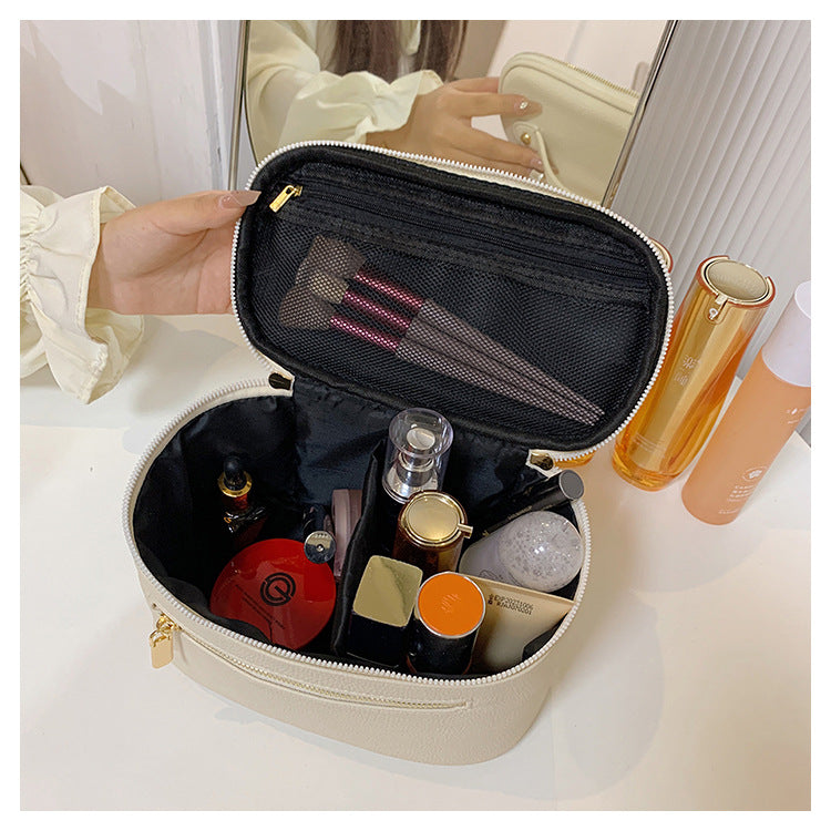 Large-Capacity Solid-Color Versatile Toiletry Bag and Cosmetic Organizer