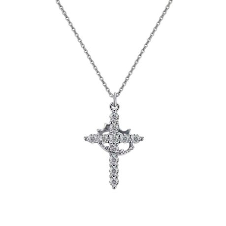 Stainless Steel Cross Rotated Crown Necklace for Woman