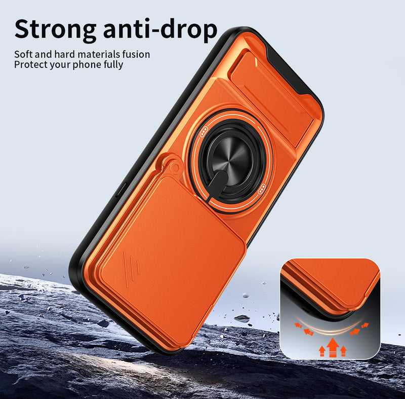 Luxury Slide Camera Lens Cover Case for Nothing Phone (4a) Pro 5G, Built-in Ring Stand and Folding Stand Magnetic Protective Case
