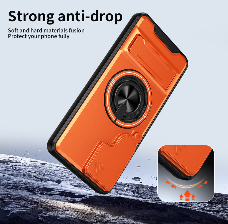 Luxury Slide Camera Lens Cover Case for Samsung Galaxy S26 Plus, Built-in Ring Stand and Folding Stand Magnetic Protective Case