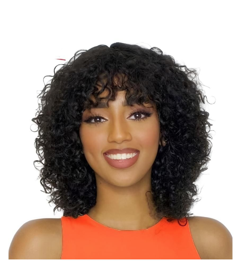IPSTYLE Kinky Curly Wigs Pixie Cut Bob Human Hair Wigs Bob Wigs