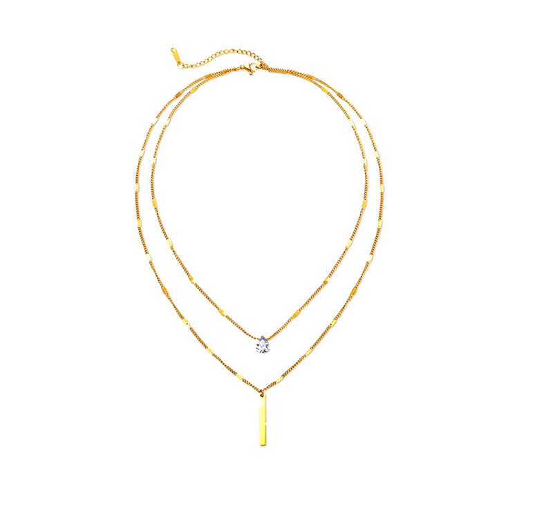 Droplet Gold Titanium Steel Necklace for Woman