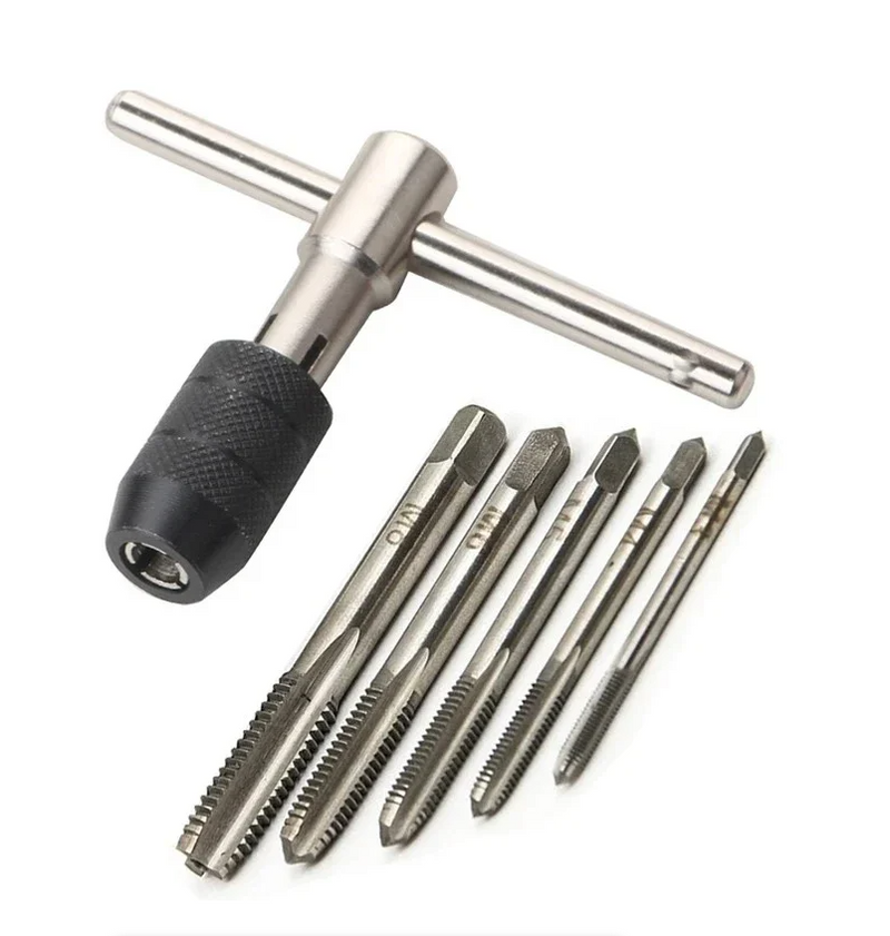 Professional Hand Tapping Tools T-Handle Wrench Set Ratchet Tap Holder