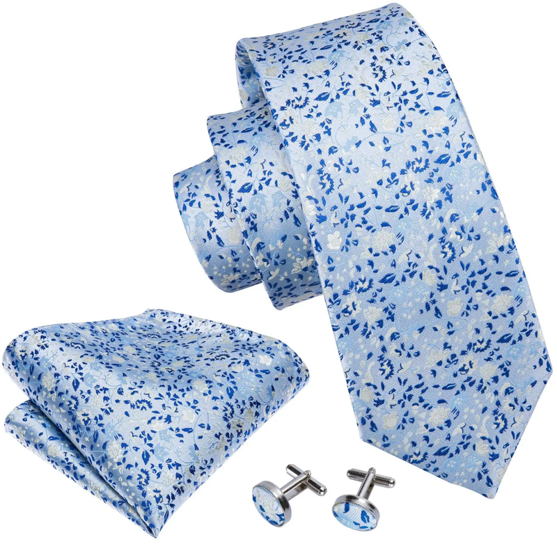Luxury Men Tie Set Silk Wedding Business Necktie Handkerchief Cufflinks