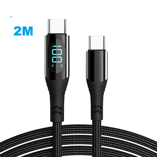 100W Nylon USB C Type C Cable LED Fast Charging Charger Wire Cable