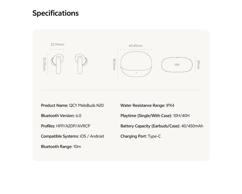 QCY MeloBuds N20 Wireless Earbuds