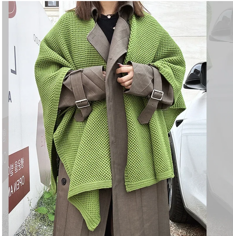 Vintage Cloak Sweater Autumn Winter New Comfortable Casual Loose Knitwear Cloak Outerwear