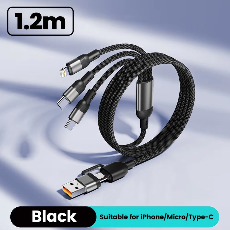 100W 5 in 1 USB Type C to Type C/Lighting/Micro Fast Charge Data Cable