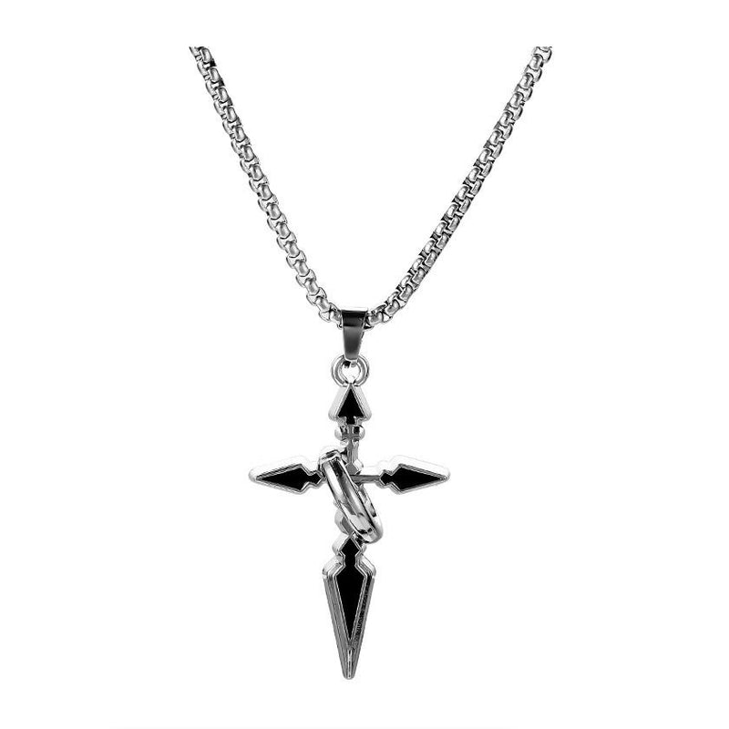 Arrow Shaped Cross Necklaces for Men Woman - Cross with Circle Pendant