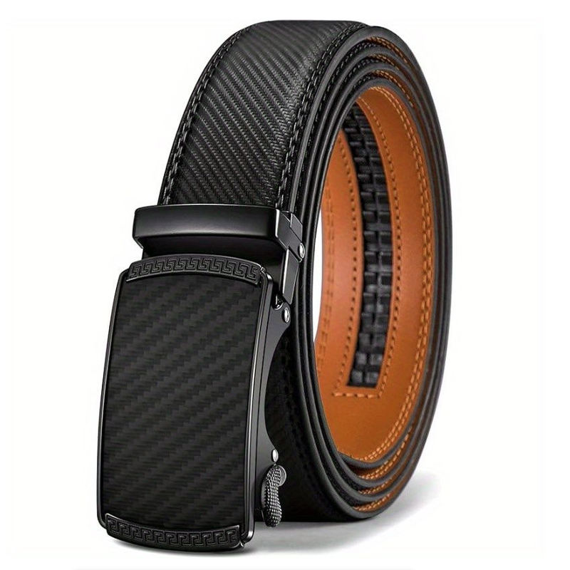 Men's Genuine Leather Cowhide Belt Toothless Automatic Buckle