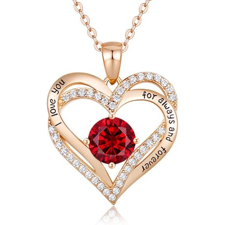 Valentine's Crystal Rose Gold Heart Necklace for Woman