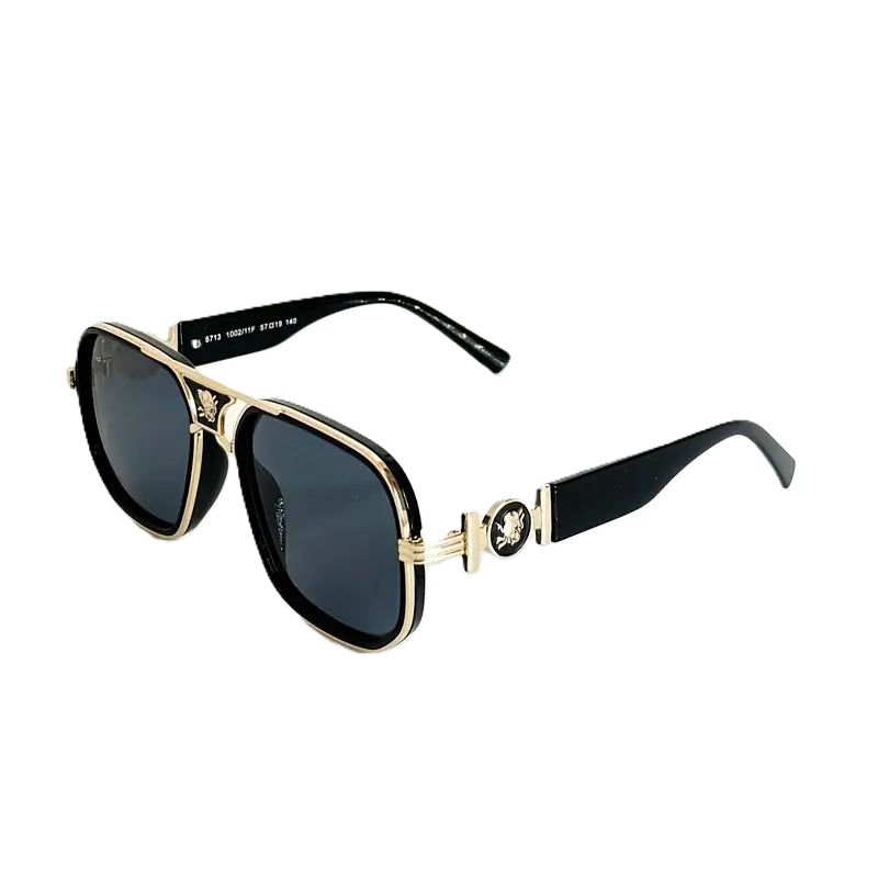 Men's Premium Elegant Square Sunglasses – Green Frame with Unique Temples, UV400 Protection for Daily & Outdoor Use