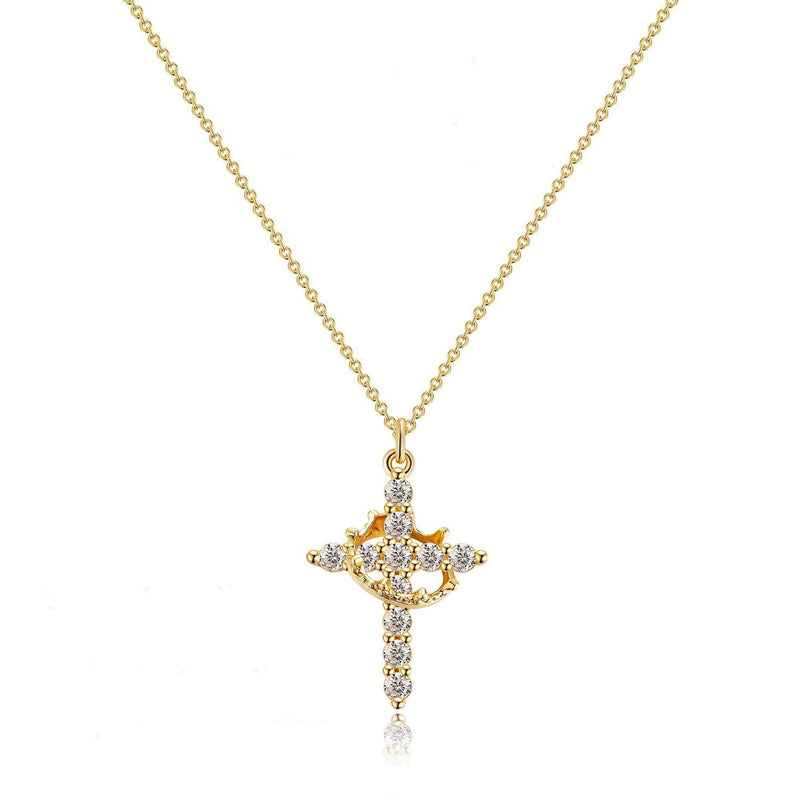 Cross Necklaces with Crown Pendant Necklaces with Chain
