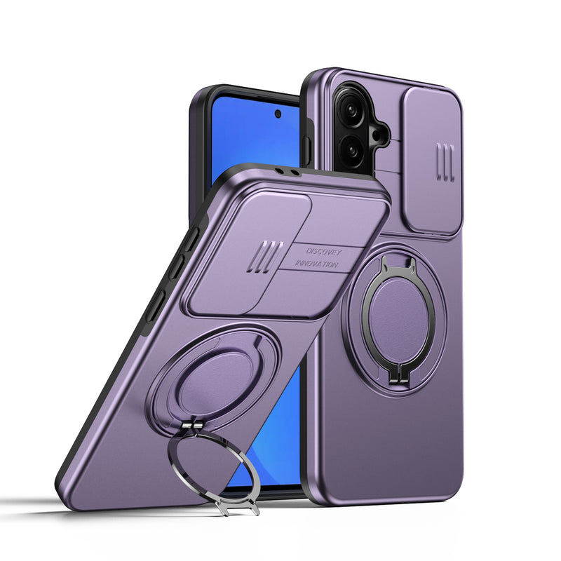 Slide Window Lens Protection Magnetic Ring Bracket Case For Samsung Galaxy A36 Armor case