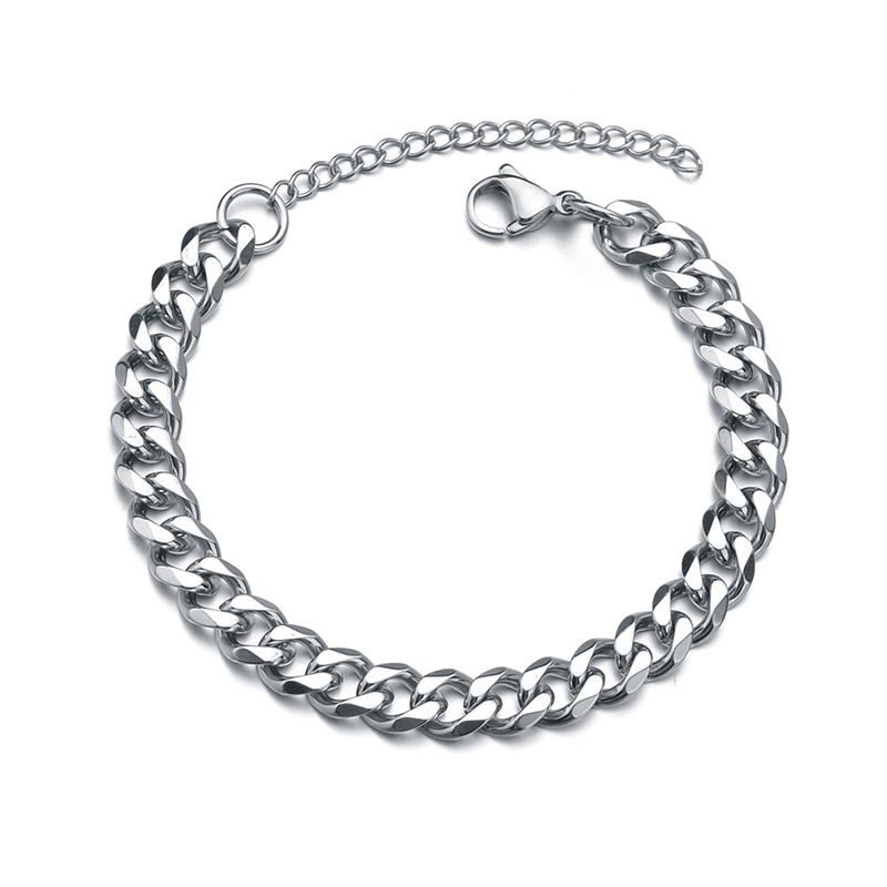 Stainless Steel Bracelet Cuban Chain 5mm Wide Chain Bracelet