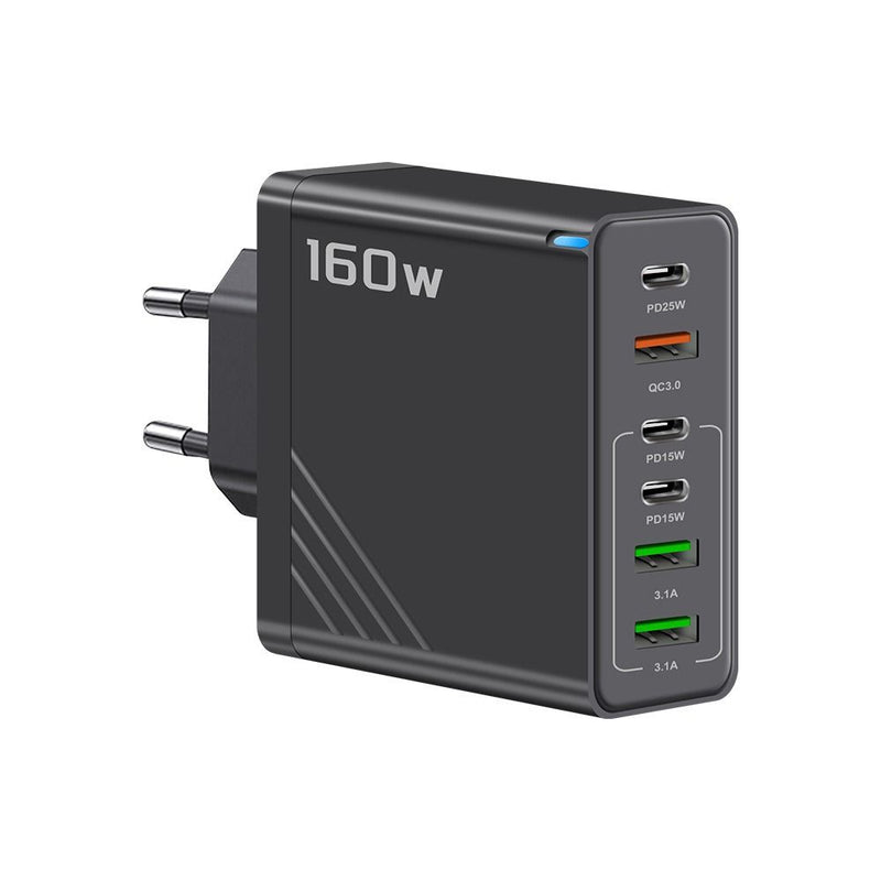 6 Ports Phone Charger Adapter Plug USB A+C with LED Multi Ports