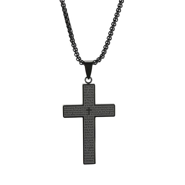 Christian The Lord's Prayer Cross Pendant Necklace For Men