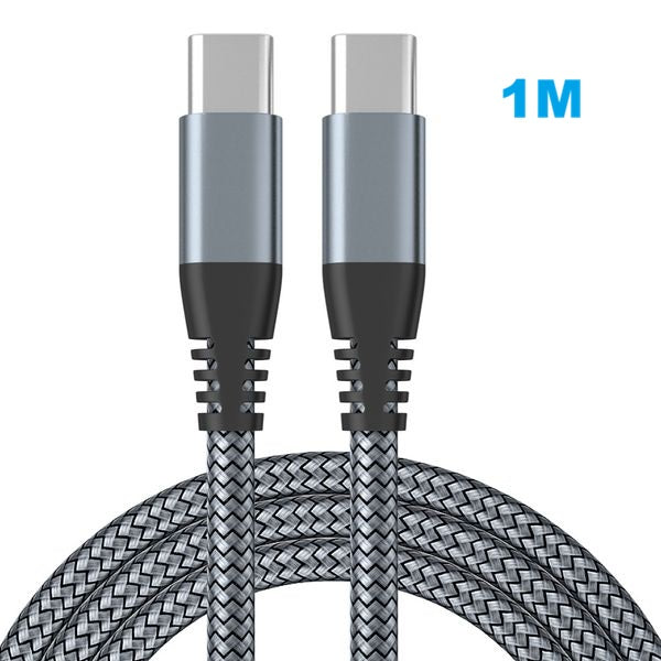 65W 3A Fast Charging Cable, USB C to USB-C 1m/2m, Nylon Data Cable