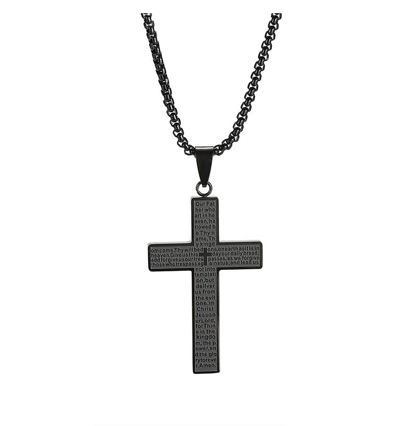 Christian The Lord's Prayer Cross Pendant Necklace For Men