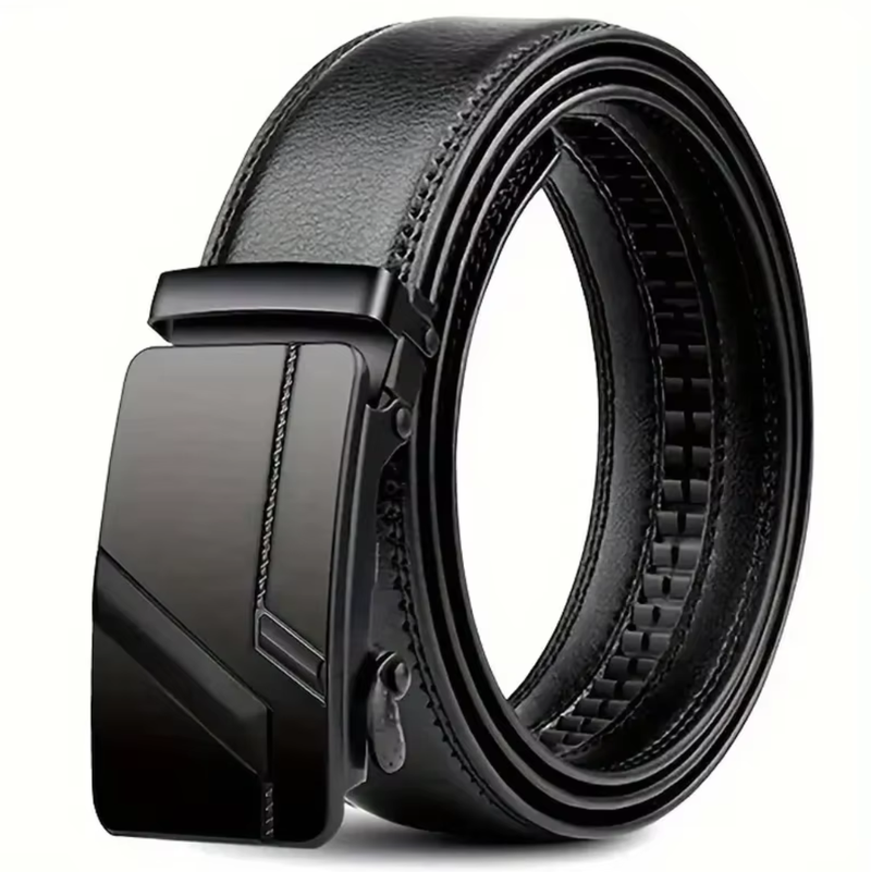 Fashion Automatic Buckle Belt PU Leather Black Male Jeans Belts for Men