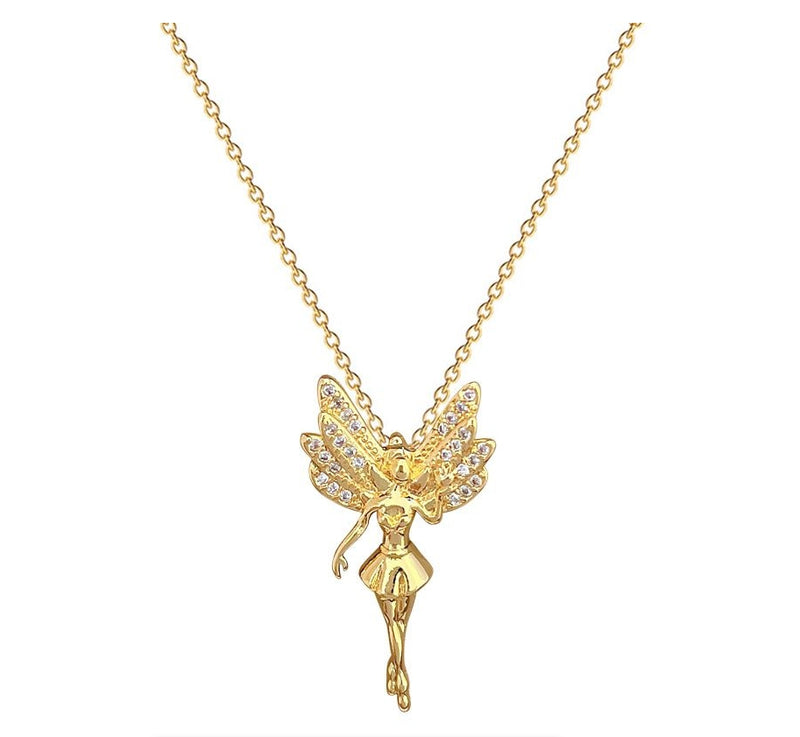 Exquisite Fashion Micro-inlaid Gorgeous Angel Wings Cute Necklace Charm