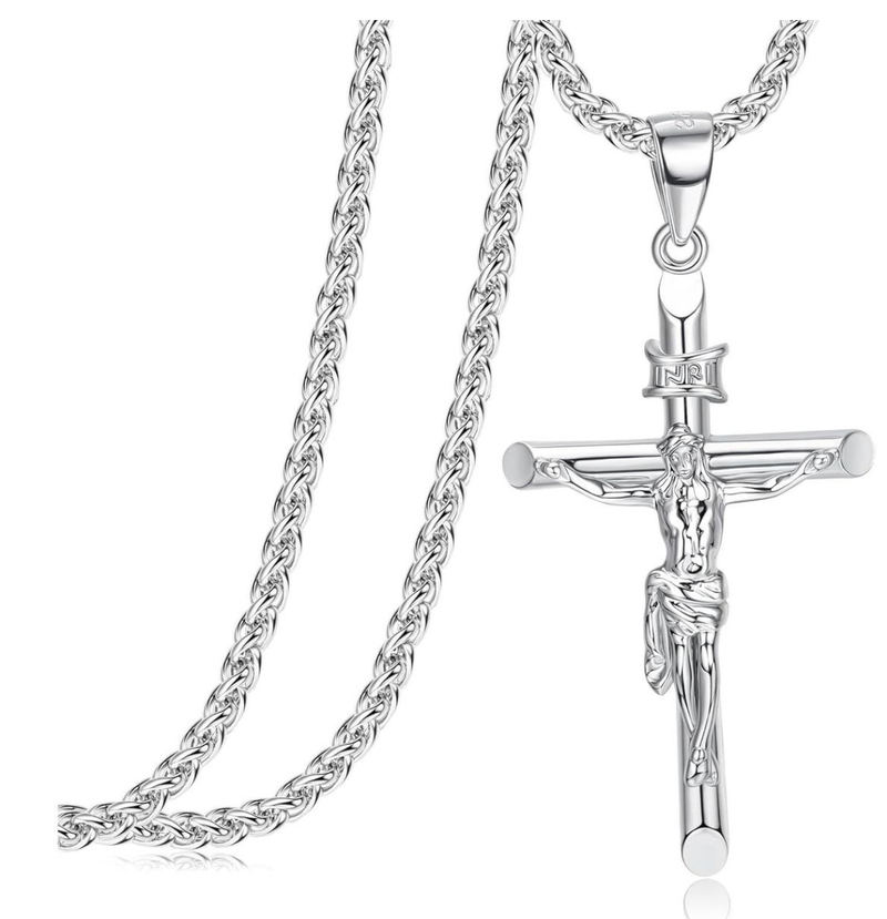 Cross Pendant Necklace Men Woman Crucifix Necklace Stainless Steel Chain