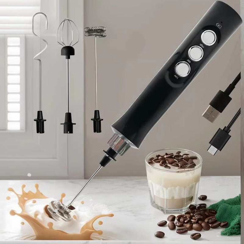 Electric Milk Frother Handheld Foam Maker for Latte, Cappuccino, Chocolate