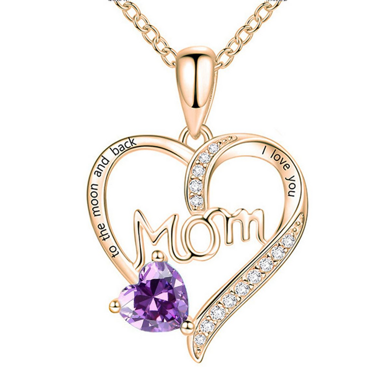 Fashion Mother's Day Necklace Woman Mom Heart-shaped Pendant Necklace