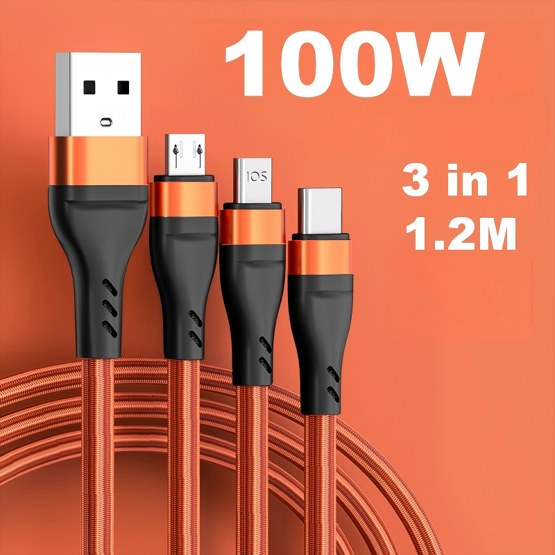 6A Multi-Port Braided Fast Charging Cable for Mobile Phones