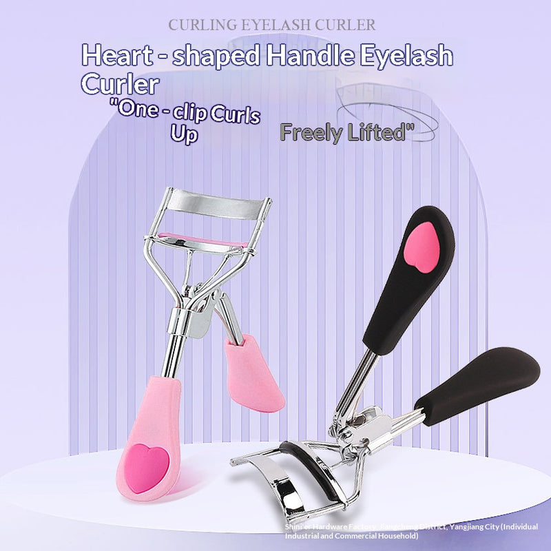 Heart Shaped Handle Wide Angle Eyelash Curler, Long Lasting Lash Curling Tool, Easy To Use Makeup Accessory For Beginners