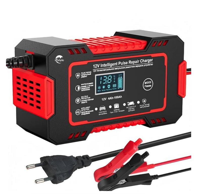 Car Battery Charger 12V 6A Pulse Repair LCD Display Smart Fast Charger