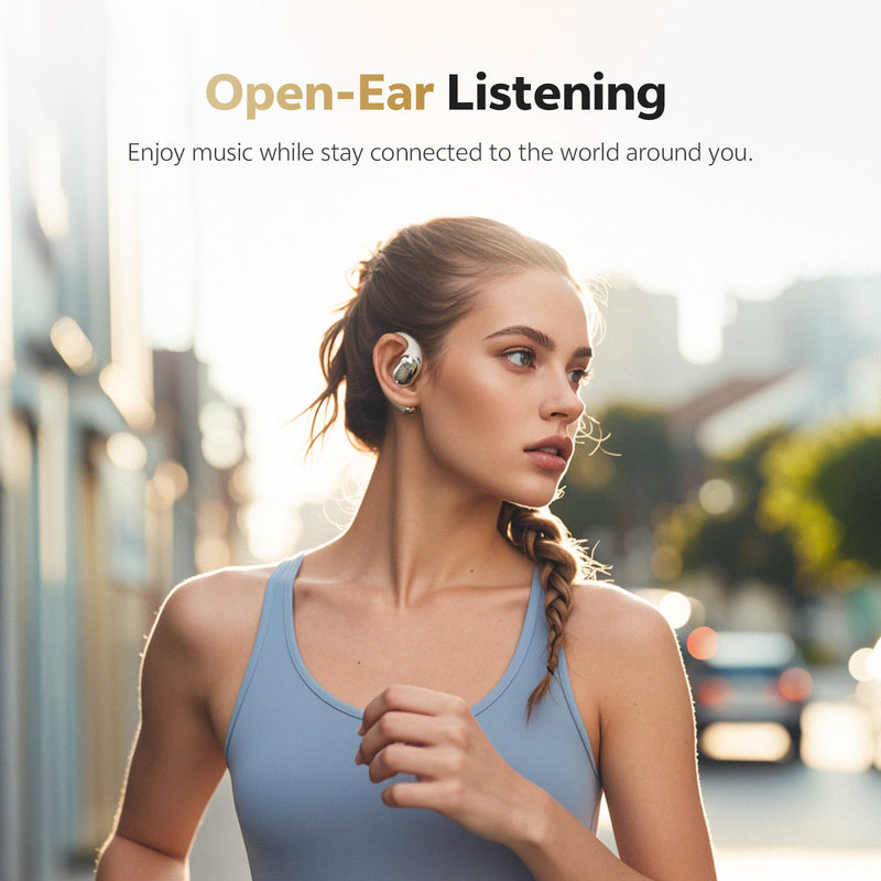 QCY Crossky R70 Open-Ear Earbuds, LDAC Hi-Res Audio, 52H Playtime