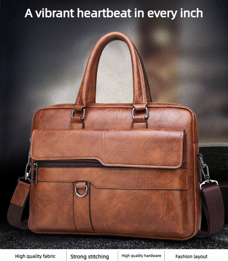 Men Bag Briefcase Laptop Bag - Leather Business Handbag Crossbody Shoulder