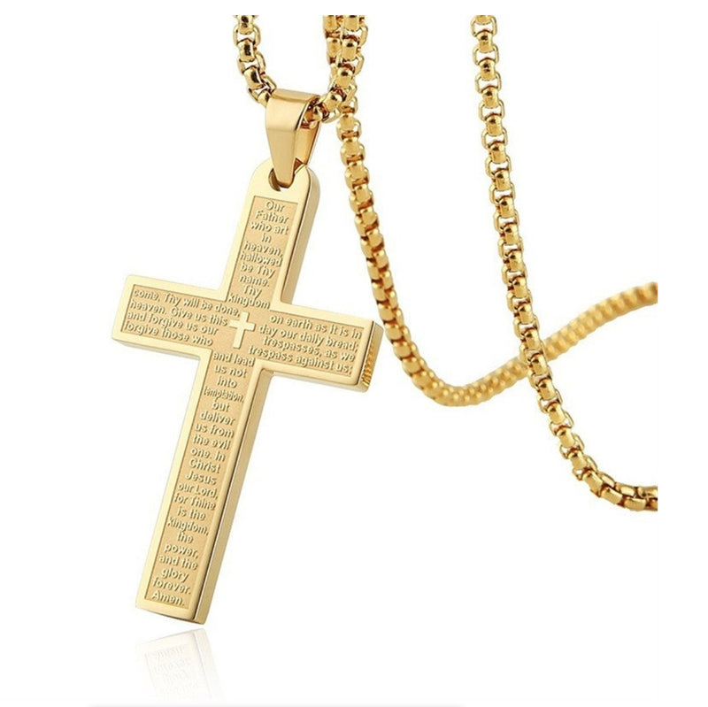 Cross Pendant Necklace For Men Our Father Who Art In Heaven Jewelry
