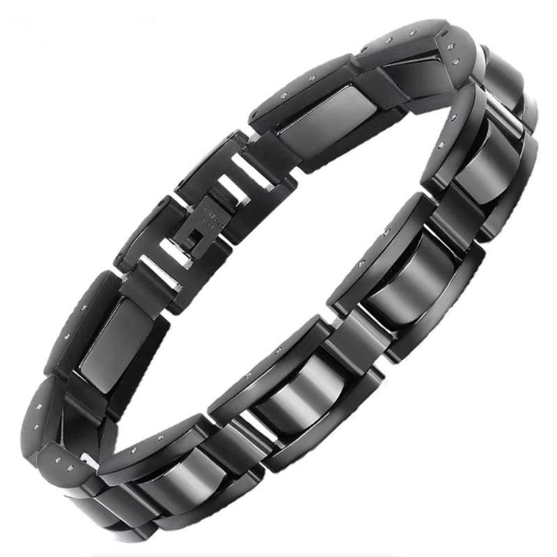 Titanium Steel Hematite Magnetic Bracelet Men Stainless Steel Link Bracelet