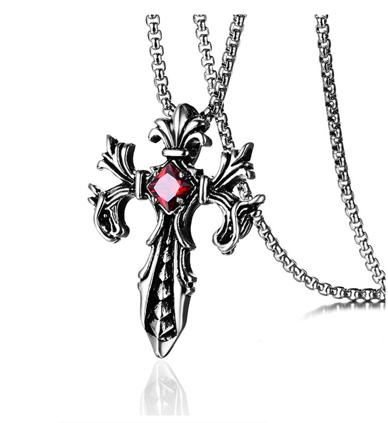 Double Dragon Cross Necklace Fashion Retro Christian Jesus Cross