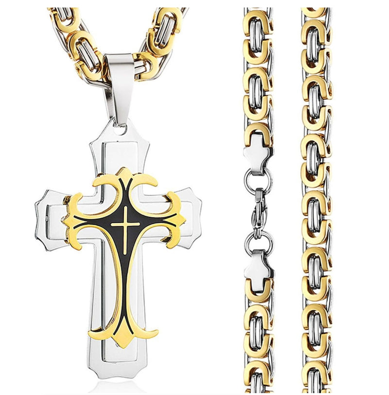 Cross Necklace Multi-layers Stainless Steel Cross Pendants Necklaces