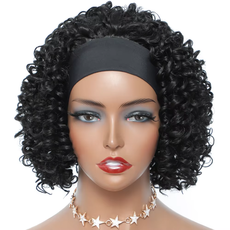 Short Deep Water Curly Headband Wigs Glueless Afro Kinky Deep Curly Wigs