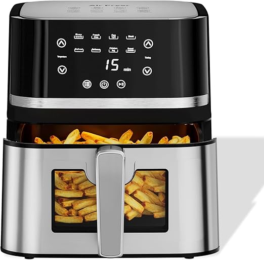 6.5L Large Digital Air Fryer with Window for Kitchen Use,Nonstick