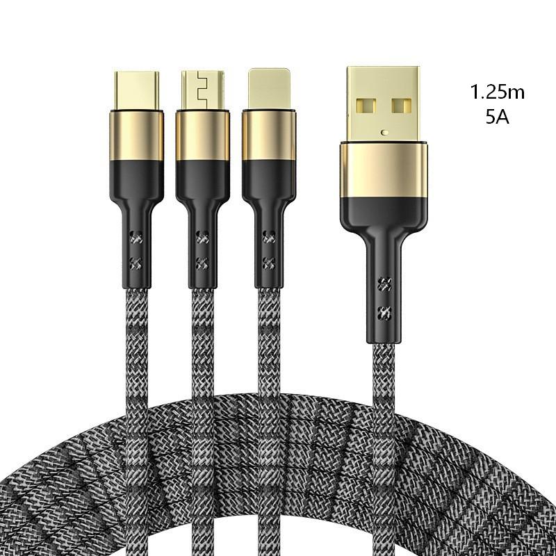 Gold-Plated 3-in-1 Charging Data Cable