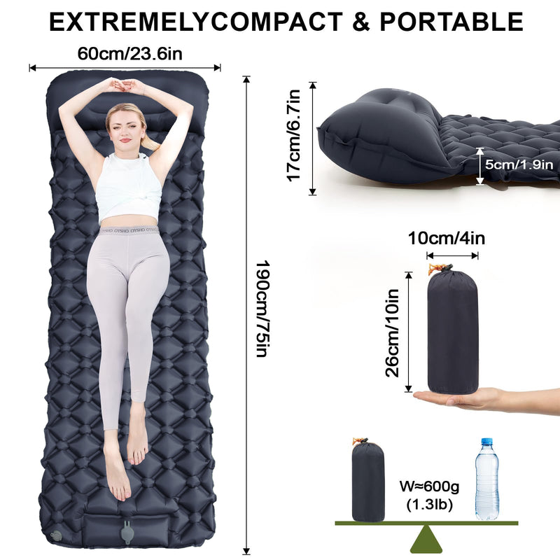 Outdoor Sleeping Mat/Pad Camping Inflatable Mattress with Pillows Travel Mat Folding Bed
