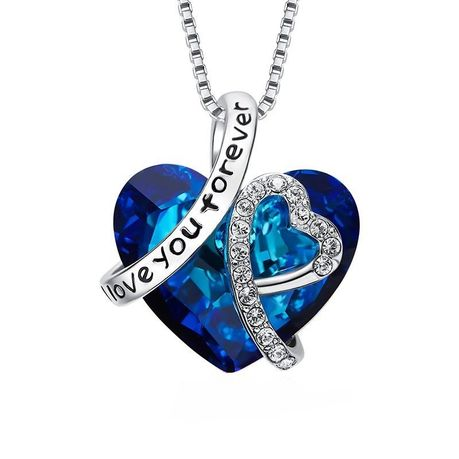 Elsa Heart Love Necklace with Stunning Blue Crystals