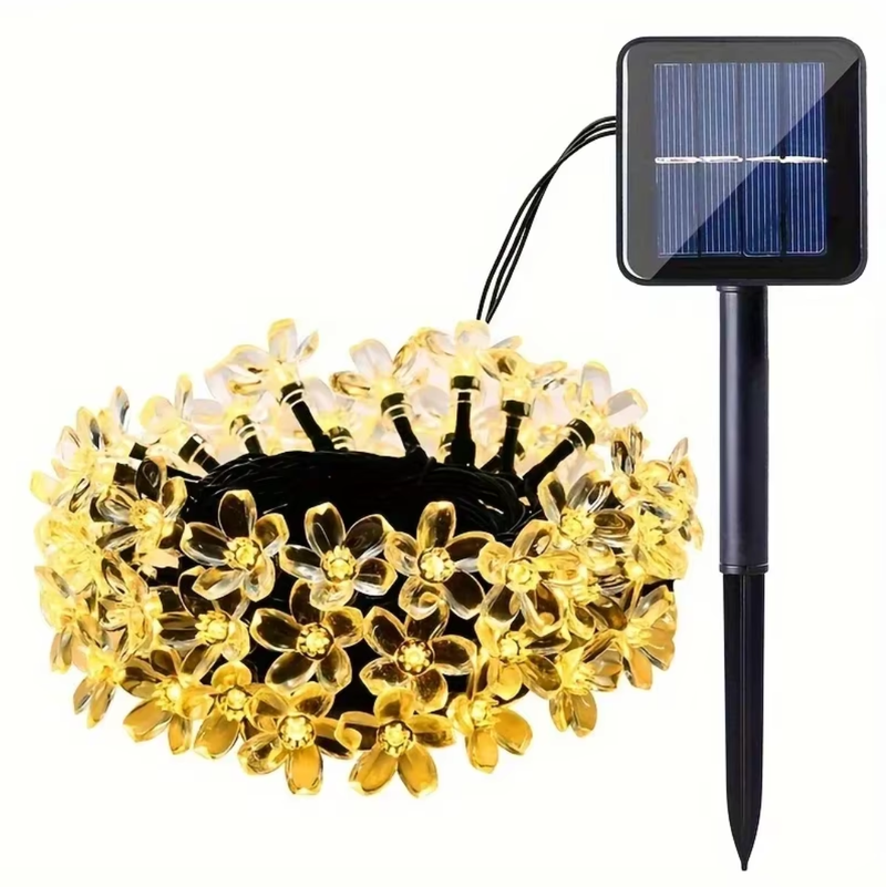 12M 100 LEDs Solar Flower String Lights 8 Modes String Lights For Garden